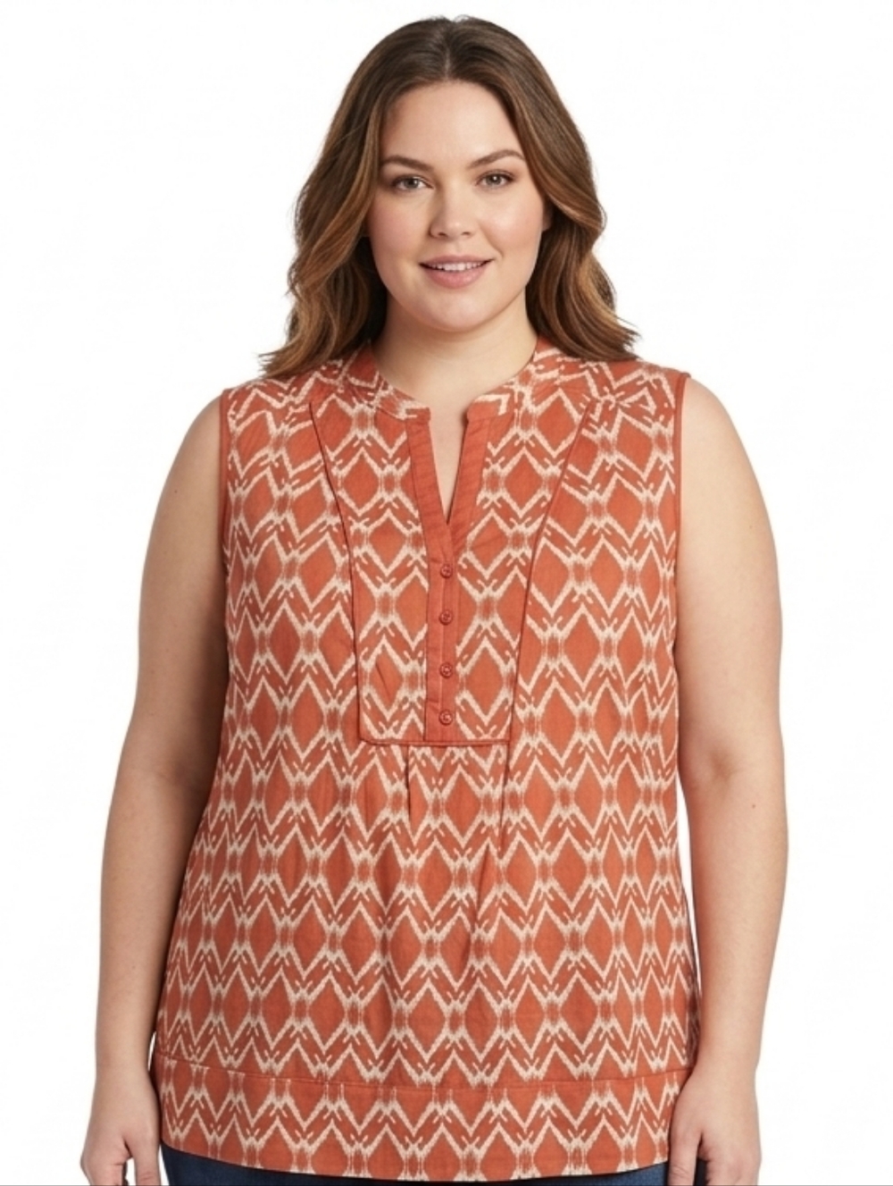 NWT St. John’s Bay Sleeveless Split Neck Blouse (Runs Small)